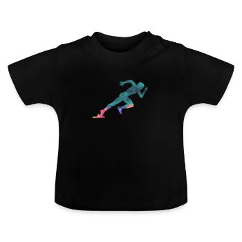 Sprinter sprinting runner - Baby Organic T-Shirt with Round Neck - black - Front