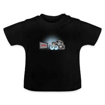 Cadeau drôle de cassette vidéo CD anti-streaming - T-shirt bio col rond Bébé - noir - Devant