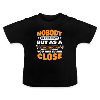 électricien - T-shirt bio col rond Bébé - noir - Devant