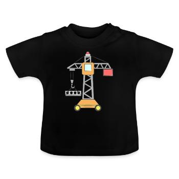 Kran Kinder Baustelle - Baby Bio-T-Shirt mit Rundhals - Schwarz - Vorne