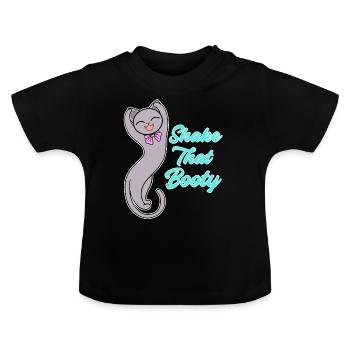 Shake that Booty - Katze, Diva - Baby Bio-T-Shirt mit Rundhals - Schwarz - Vorne