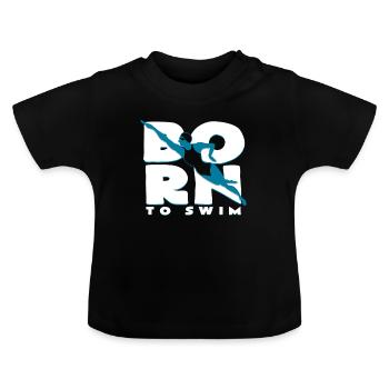 swimmer - Baby Organic T-Shirt with Round Neck - black - Front