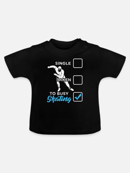 Funny Single Taken I'm Busy Speed Skating - Baby Bio-T-Shirt mit Rundhals - Schwarz