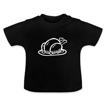 Rôti alimentaire cuisine cadeau de poulet famille - T-shirt bio col rond Bébé - noir - Devant