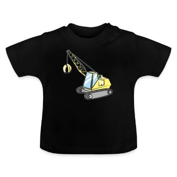 Kran mit Greifzange - Baby Bio-T-Shirt mit Rundhals - Schwarz - Vorne