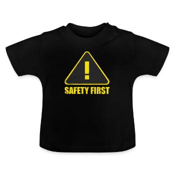 Panneau d'avertissement de sécurité, point d'exclamation - T-shirt bio col rond Bébé - noir - Devant
