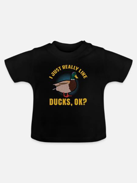I JUST REALLY LIKE DUCKS OK? Duck - Baby Organic T-Shirt with Round Neck - black
