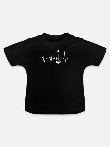 Guitare basse battement de coeur basse guitare basse - T-shirt bio col rond Bébé - noir