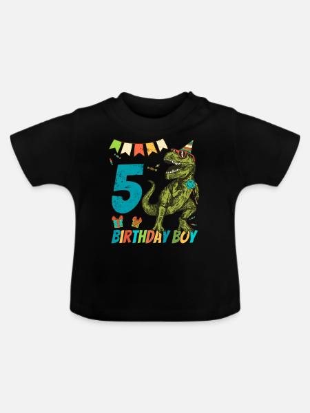 Fiesta infantil de cumpleaños para niños de 5 años - Økologisk T-shirt til baby, rund hals - sort