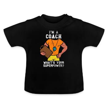 Entraîneur entraîneur - T-shirt bio col rond Bébé - noir - Devant