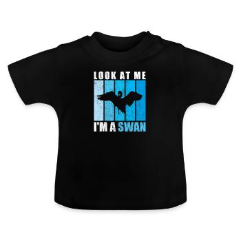 cygne - T-shirt bio col rond Bébé - noir - Devant