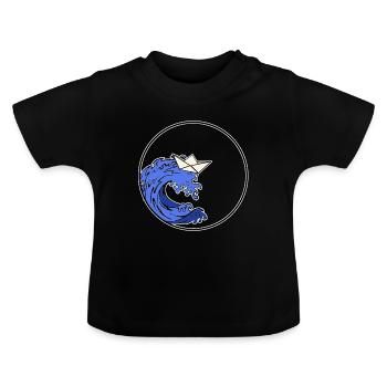 Bateau Origami - Bateau Origami - T-shirt bio col rond Bébé - noir - Devant