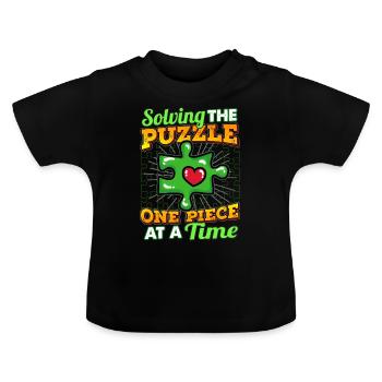 Puzzle puzzle piece - Baby Organic T-Shirt with Round Neck - black - Front
