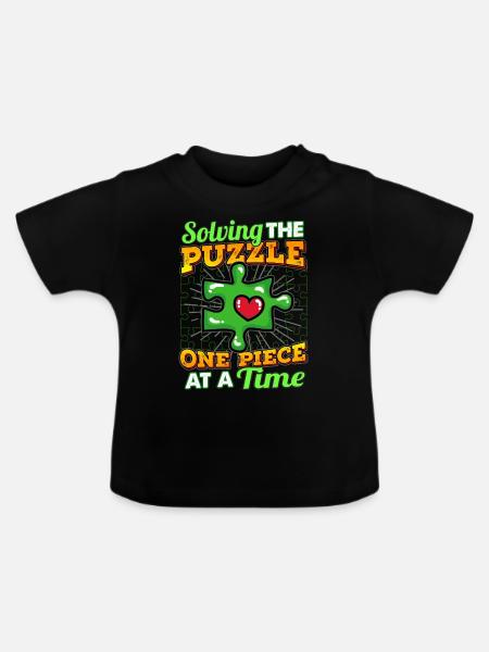 Puzzle Puzzleteil - Baby Bio-T-Shirt mit Rundhals - Schwarz