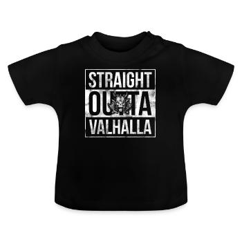 Straight Outta Valhalla Walhalla Vikings Viking - Baby Organic T-Shirt with Round Neck - black - Front