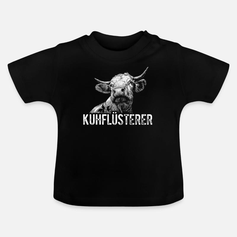 Kühflüsterer Kuh Kühe Geschenk - Baby Bio-T-Shirt mit Rundhals - Schwarz