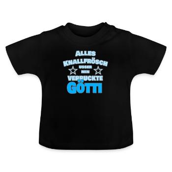 Schweiz Schweizer Götti Patenkind Taufe Geschenk - Baby Bio-T-Shirt mit Rundhals - Schwarz - Vorne