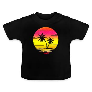 plage - T-shirt bio col rond Bébé - noir - Devant