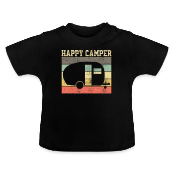 Campen Camping Gluecklich - Baby Bio-T-Shirt mit Rundhals - Schwarz - Vorne