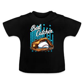 Baseballspieler - Baby Bio-T-Shirt mit Rundhals - Schwarz - Vorne