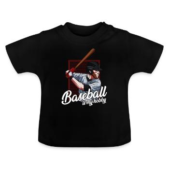 Baseballspieler - Baby Bio-T-Shirt mit Rundhals - Schwarz - Vorne