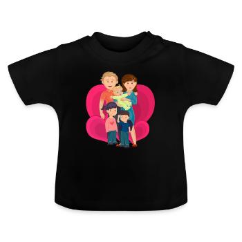 happy family mother s woman s day love - Baby Organic T-Shirt with Round Neck - black - Front