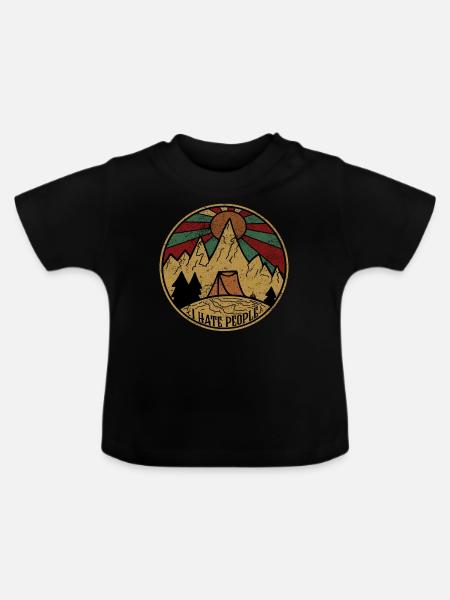 I hate People - Ich hasse Menschen - Camping - Baby Bio-T-Shirt mit Rundhals - Schwarz