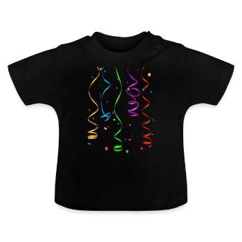 Streamers and confetti - Baby Organic T-Shirt with Round Neck - black - Front