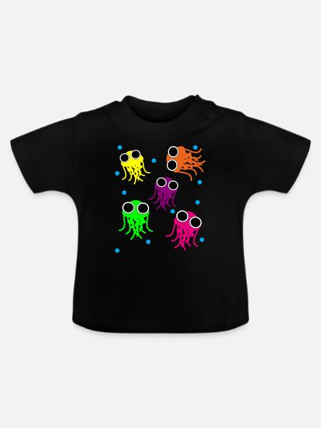 Qualle - Baby Bio-T-Shirt mit Rundhals - Schwarz