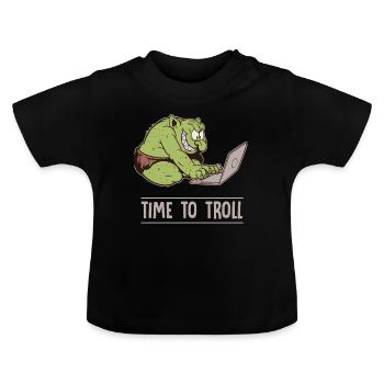 Zeit zum Aergern Troll - Baby Bio-T-Shirt mit Rundhals - Schwarz - Vorne
