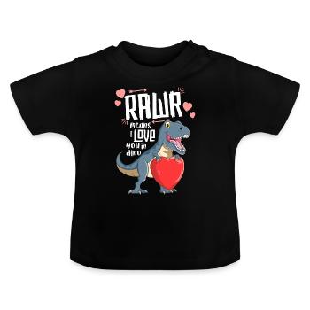 Rawr T Rex TShirt Dinosaure Enfants Saint Valentin - T-shirt bio col rond Bébé - noir - Devant