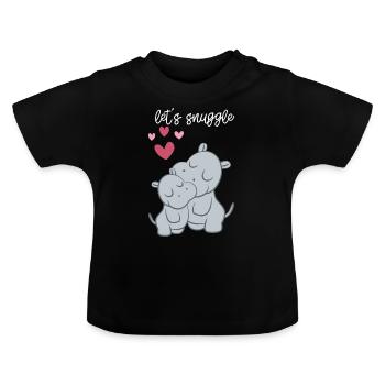 Flusspferd – Hippopotamus - Hippo - Familie - Herz - Baby Bio-T-Shirt mit Rundhals - Schwarz - Vorne