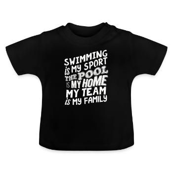 swim swimming - Baby Organic T-Shirt with Round Neck - black - Front