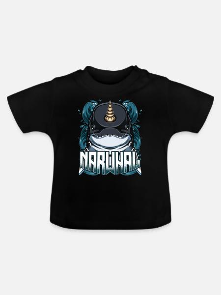 Narwals - Baby Bio-T-Shirt mit Rundhals - Schwarz
