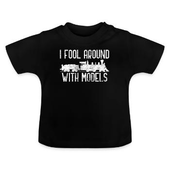Modell Eisenbahn Lokomotive - Baby Bio-T-Shirt mit Rundhals - Schwarz - Vorne