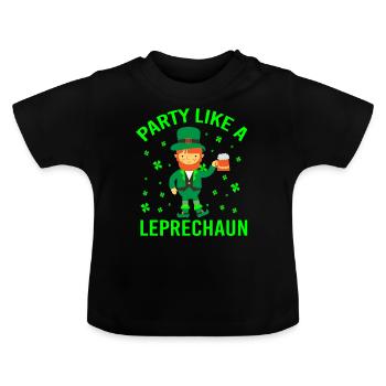 PARTY LIKE A LEPRECHAUN - Baby Bio-T-Shirt mit Rundhals - Schwarz - Vorne