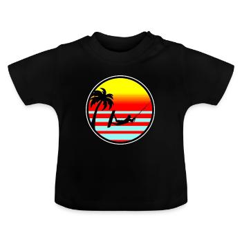 Kite surfer on stand - retro look - Baby Organic T-Shirt with Round Neck - black - Front