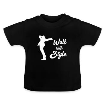 Walk with style - Baby Organic T-Shirt with Round Neck - black - Front