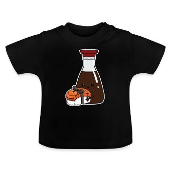 Sushi & Soja Sauce Flasche Japan Lustig Geschenk - Baby Bio-T-Shirt mit Rundhals - Schwarz - Vorne
