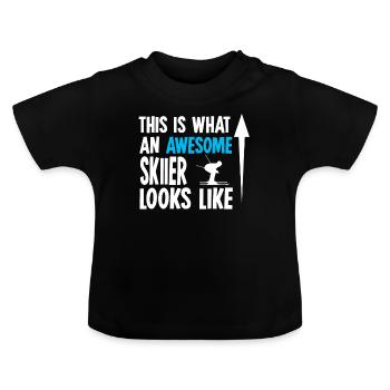 Ski skiing - Baby Organic T-Shirt with Round Neck - black - Front