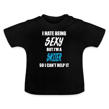 Ski ski - T-shirt bio col rond Bébé - noir - Devant