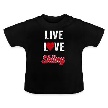 Ski skiing - Baby Organic T-Shirt with Round Neck - black - Front