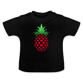 Ananas - T-shirt bio col rond Bébé - noir - Devant