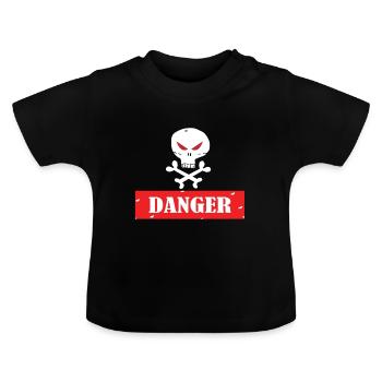 Attention - T-shirt bio col rond Bébé - noir - Devant