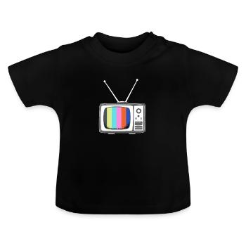 TV Geschenk Fernsehen Fernseher - Baby Bio-T-Shirt mit Rundhals - Schwarz - Vorne