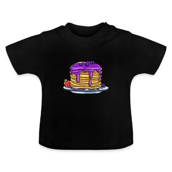 Pancake pancake pancake gift - Baby Organic T-Shirt with Round Neck - black - Front