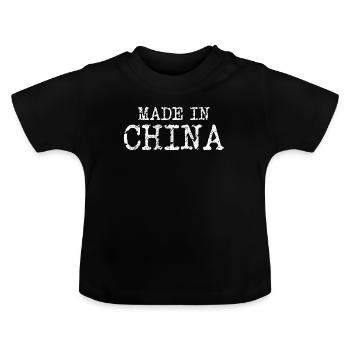 Fabriqué en Chine - T-shirt bio col rond Bébé - noir - Devant