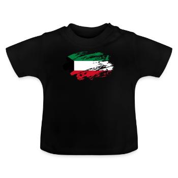 Kuwait Flag Tea - Baby Organic T-Shirt with Round Neck - black - Front