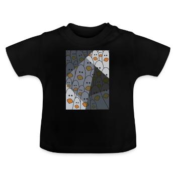 Seagulls T-Shirt - Bird Motif Seagulls Gift Idea - Baby Organic T-Shirt with Round Neck - black - Front