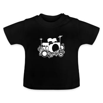 Batterie Percussion Percussion - T-shirt bio col rond Bébé - noir - Devant